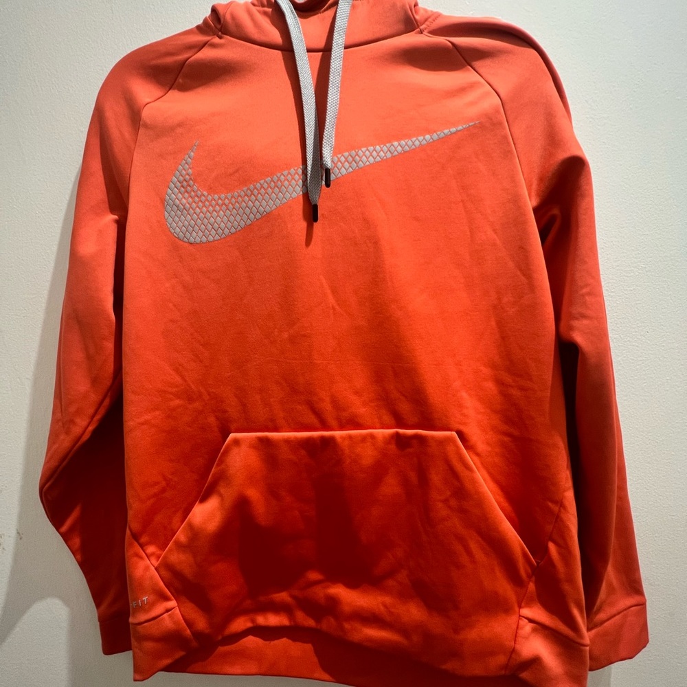 Nike dri-fit sweatshirt orange with hood